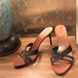 Gucci Strappy Sandal Mule, 90’s Black/Brown sz 7.5